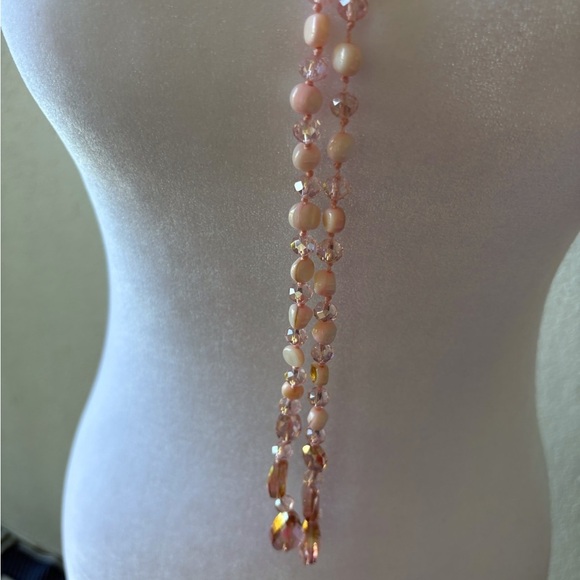 Beaded Long Wrap Necklace Matching 3 Beaded Bracelets Pink Party Barbie Fairy - Picture 4 of 7